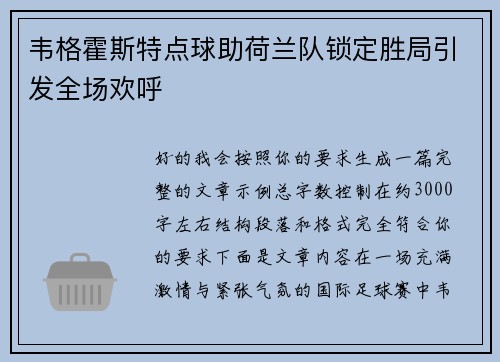 韦格霍斯特点球助荷兰队锁定胜局引发全场欢呼
